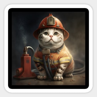 Cat Firefighter Sticker